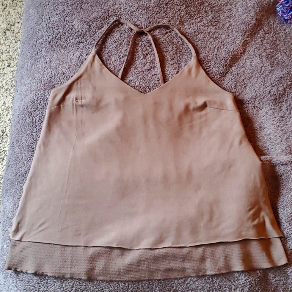 GUC Red by BKE: Faux-suede Flowy-string tank-top, taupe